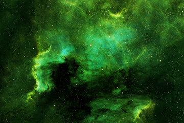 Beautiful space nebula of green color. Elements of this image were furnished by NASA © Artsiom P
