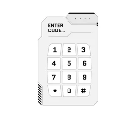 Fotobehang HUD digital futuristic user interface PIN code entry panel. Sci Fi high tech protection black and white screen. Gaming menu number touching dashboard. Cyber space keypad vector eps illustration © Azat Valeev