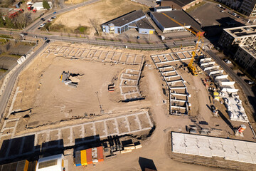 Aerial view of real estate project PUUR21 new housing construction site part of urban development...