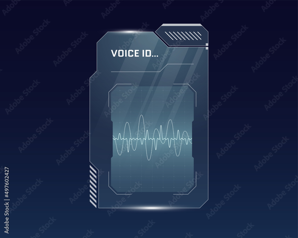 Poster hud digital futuristic user interface voice recognition panel. sci fi high tech access protection gl