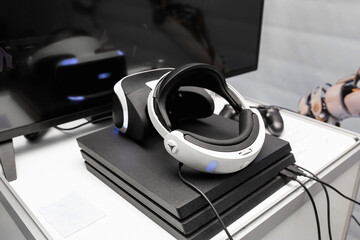 Futuristic virtual reality set at exhibition