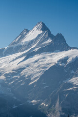 the peak of Schreckhorn in the Swiss Alps