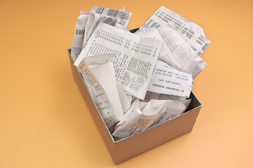 An Overflowing Box of Receipts Ready for Accounting, Bookkeeping, or tax filing
