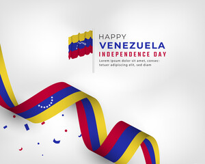 Happy Venezuela Independence Day July 5th Celebration Vector Design Illustration. Template for Poster, Banner, Advertising, Greeting Card or Print Design Element