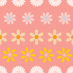 horizontal mod flowers seamless vector pattern