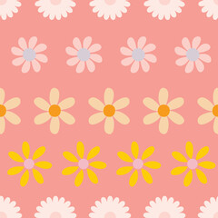 horizontal mod flowers seamless vector pattern