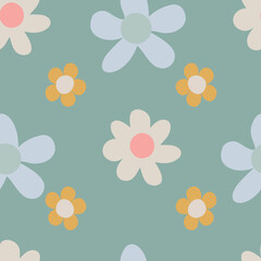 doodle pastel floral seamless vector pattern