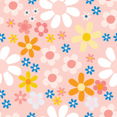 cute multi color floral seamless vector pattern