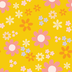 yellow floral seamless vector pattern
