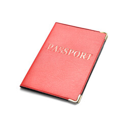 Red passport on white background