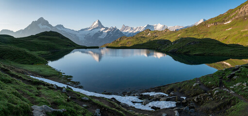 alpine lake Bachalpsee near Grindelwald in the swiss alps