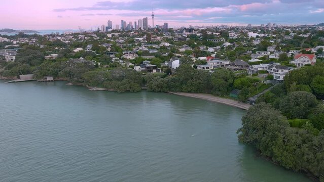 Aerial: Herne Bay suburb, Auckland, New Zealand