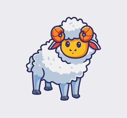 cute goat alone. isolated cartoon animal nature illustration. Flat Style suitable for Sticker Icon Design Premium Logo vector. Mascot Character