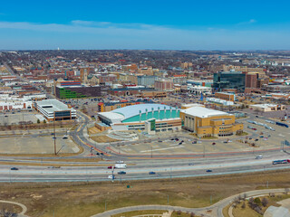 Sioux City Aerial View of Downtown Area and Missouri River