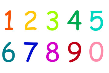 Set of colorful numbers: ten, nine, eight, seven, six, five, four, three, two, one. Vector illustration