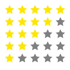 Ratings template.   Stars rating isolated on white background. Vector, eps 10.