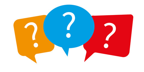 Question mark with colored speech bubbles. Vector on isolated white background. EPS 10.