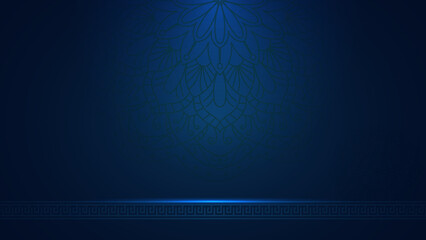 Blue Islamic background with mandala arabesque