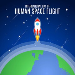 International day of human space flight vector illustration. Suitable for Poster, Banners, campaign and greeting card. 