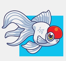 cute gold fish white. isolated cartoon animal illustration. Flat Style Sticker Icon Design Premium Logo vector. Mascot Character