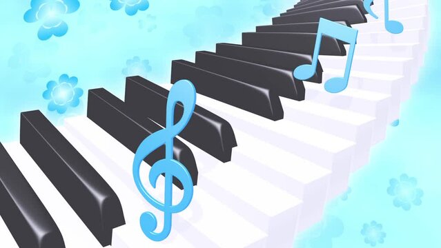 Piano note clover loop stairs 2 pattern bright background