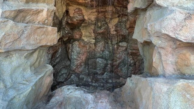 A man made waterfall on the cruise ship.