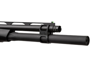 Modern semi-automatic shotgun. Weapons for sports and hunting. Weapon isolate on white back