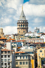 Fototapeta premium Views of the Galata Tower in Istanbul, Turkey