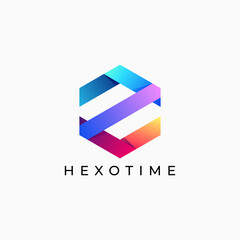 Vector Logo Illustration Hexagon Gradient Colorful Style.