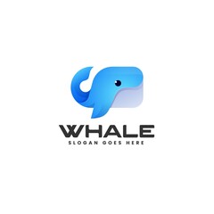 Vector Logo Illustration Whale Gradient Colorful Style.