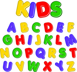 Kids colourful fonts alphabets capital vector 