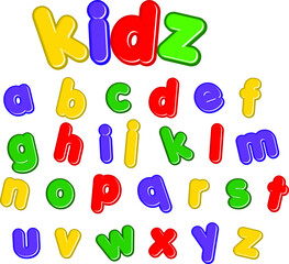 Kids colourful fonts alphabets small vector 