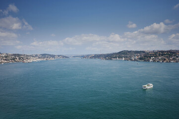 Wide Bosphorus channel in Istanbul city