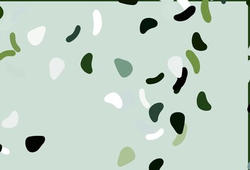 Light Green vector pattern with chaotic shapes.