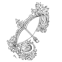 draw the outline of the zodiac sign Sagittarius in colors