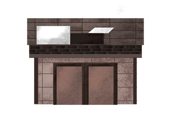 Supermarket art icon on a white background. Shop. Industrial building