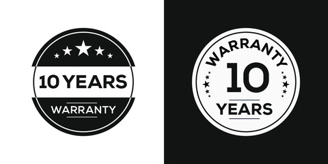 10 years warranty seal stamp, vector label.