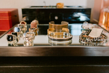 Man jewelry collection on vanity