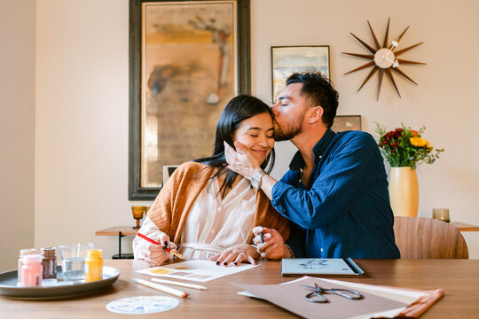 Designers couple coworking at home