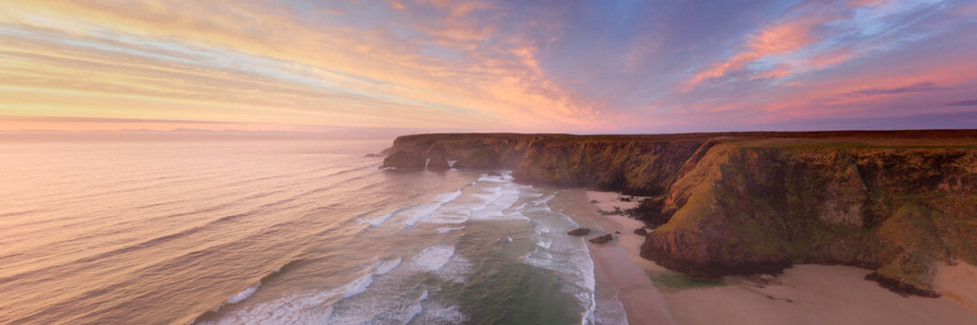 North Tolsta beach and Cliffs at sunrise isle of Lewis