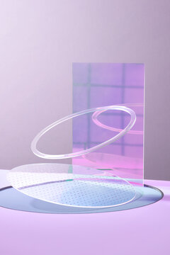 Geometrical background with pink translucent glass