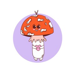 Illustration mushroom fly agaric, hand-drawn