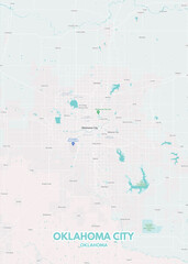 Poster Oklahoma City - Oklahoma map. Road map. Illustration of Oklahoma City - Oklahoma streets. Transportation network. Printable poster format.