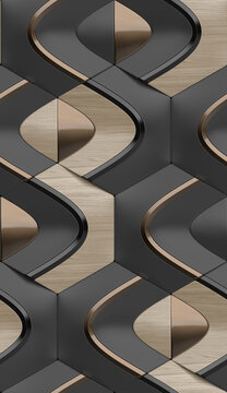 Geometric seamless mosaic. Hexagons.