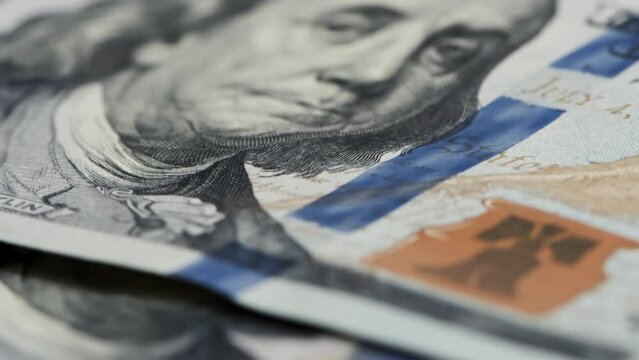 Close up American one hundred dollar banknotes wallpaper. Wealth concept, free trade, business concept.