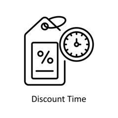Discount Time vector outline icon for web isolated on white background EPS 10 file