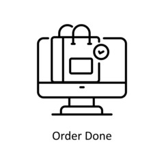Order Done vector outline icon for web isolated on white background EPS 10 file