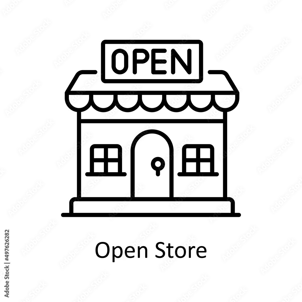 Aufkleber open store vector outline icon for web isolated on white background eps 10 file