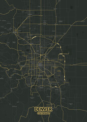 Poster Denver - Colorado map. Road map. Illustration of Denver - Colorado streets. Transportation network. Printable poster format.