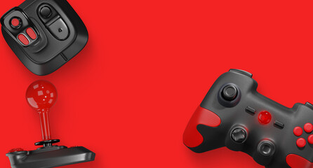 Video game and joystick background. 3d illustration © Kerfin7